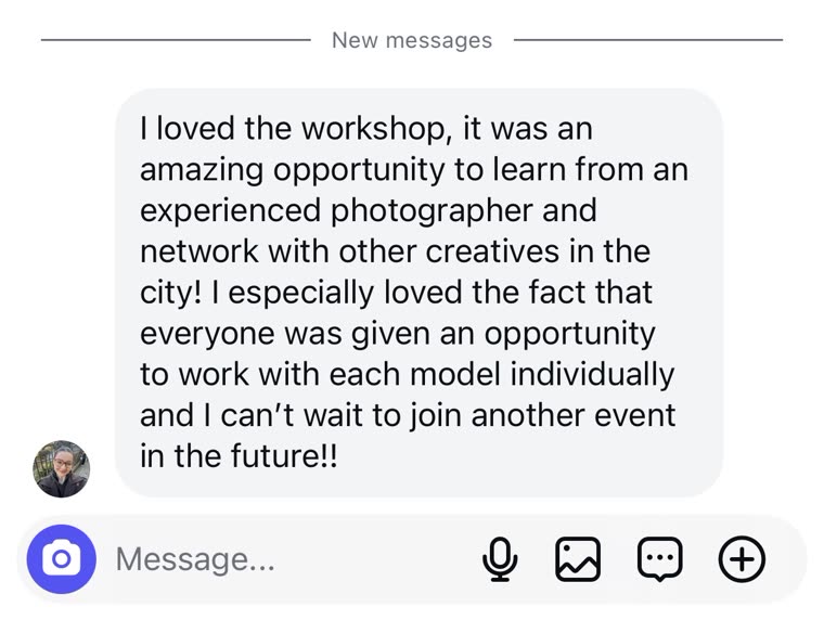 Participant message: loved working with each model individually