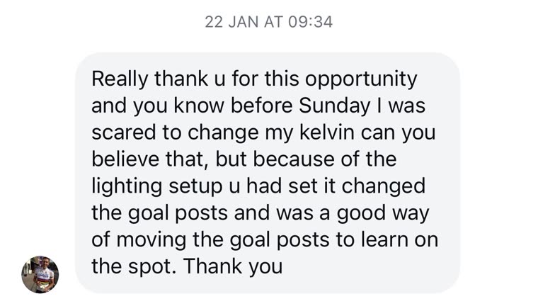 Participant message: learned on the spot with the lighting setup